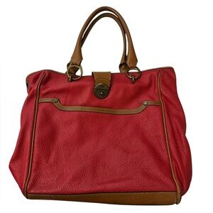 Prix De Dressage | red leather tote bag purse comes with dust bag and strap
